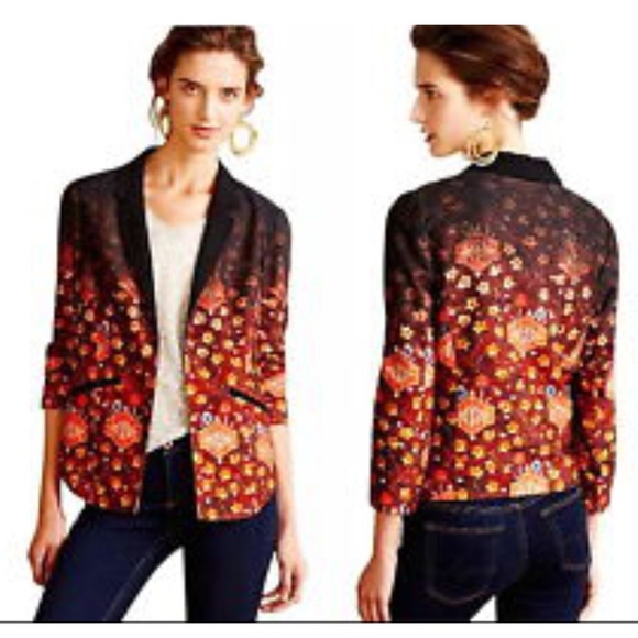 Anthropologie Cartonnier Floral Open-Front Blazer - Picture 4 of 7